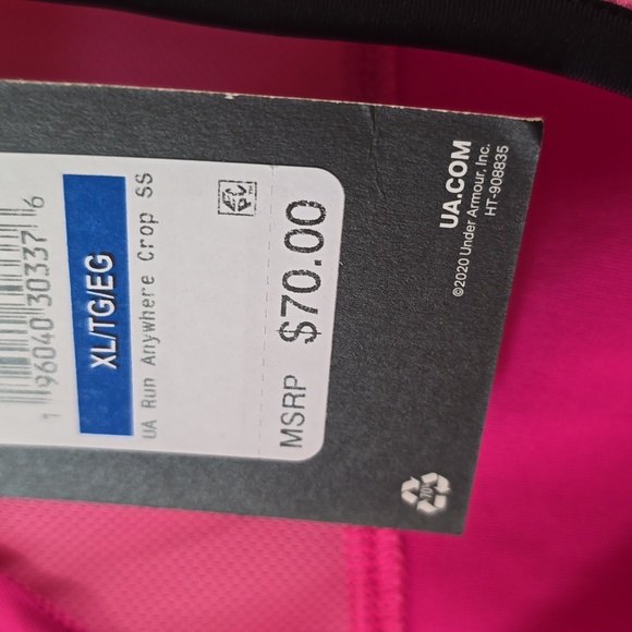 UNDER ARMOUR WOMEN'S FLORESCENT PINK ATHLETIC CROP TOP SIZE XL - Picture 8 of 15